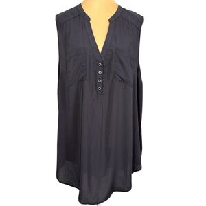 NWT Torrid Dark Gray Silky Rayon Sleeveless Blouse Tank Top Pockets 1X 14/16